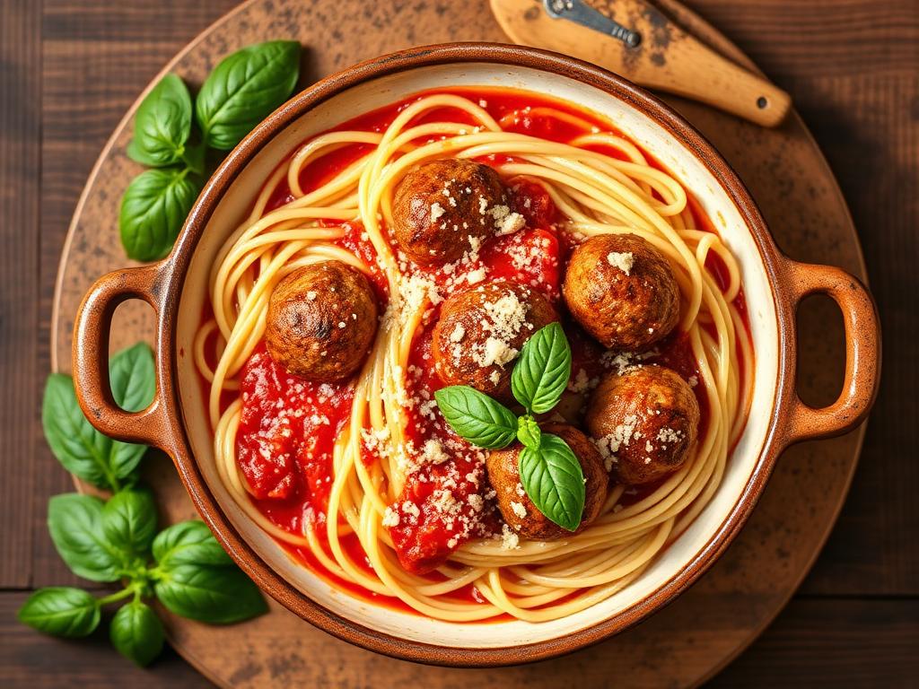 Baked Spaghetti and Meatballs
